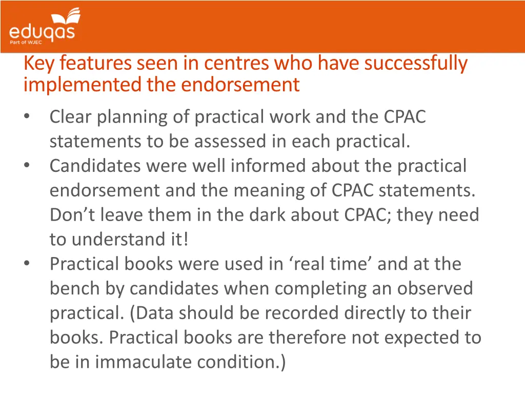 key features seen in centres who have