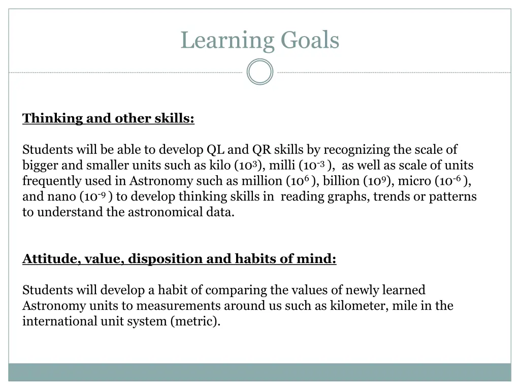 learning goals 1