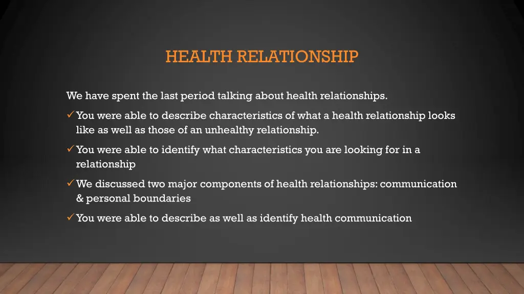 health relationship 2