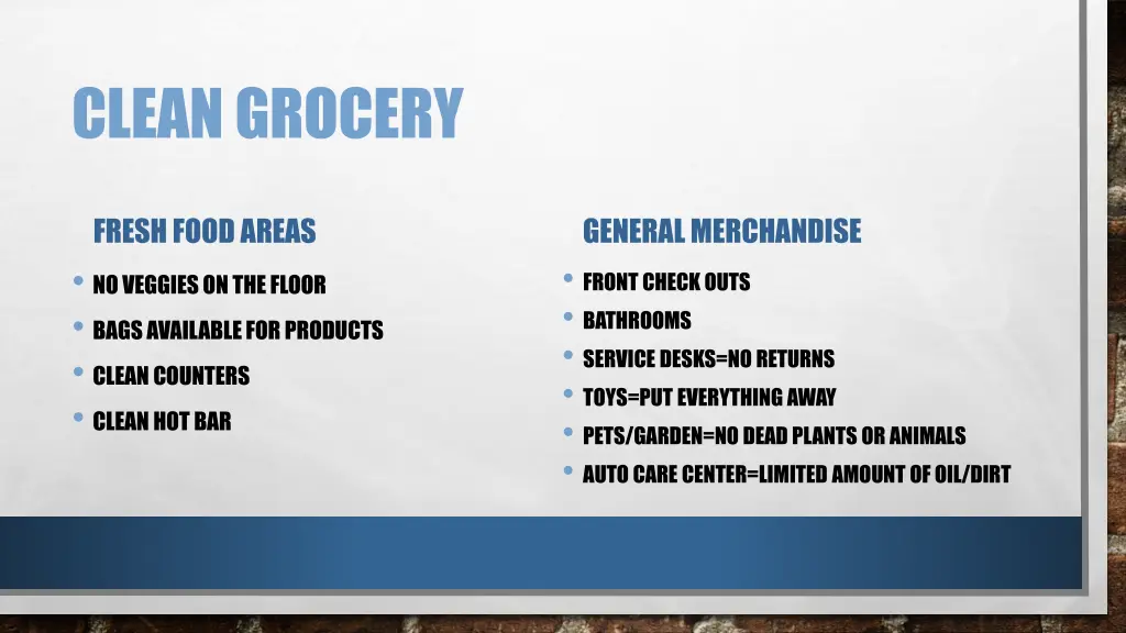 clean grocery