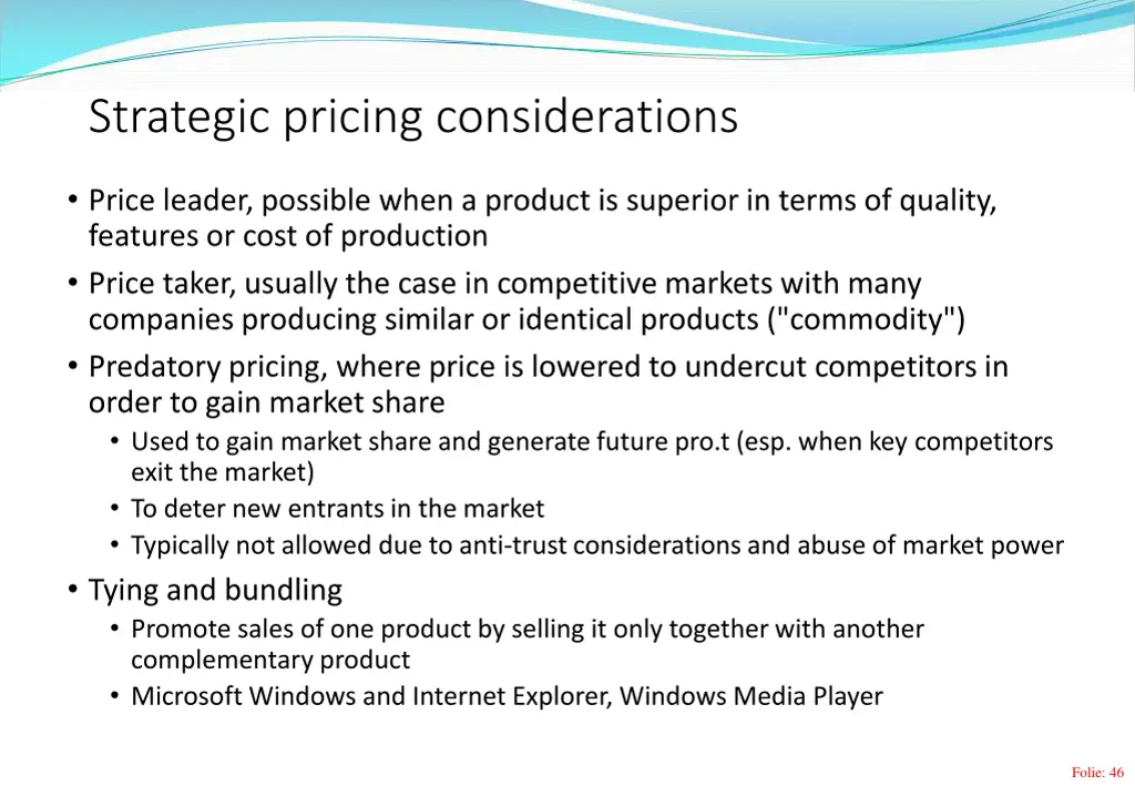 strategic pricing considerations