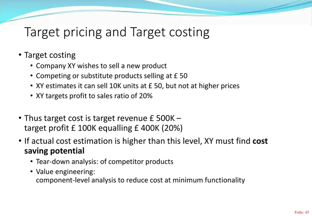 target pricing and target costing