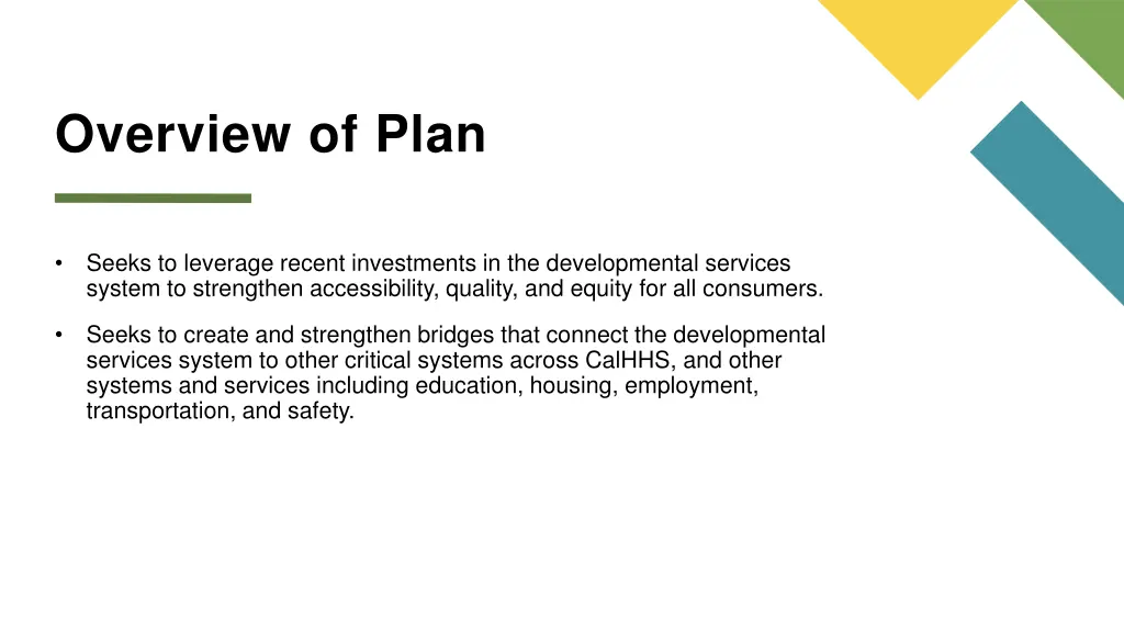 overview of plan