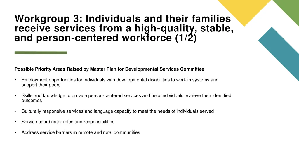 workgroup 3 individuals and their families