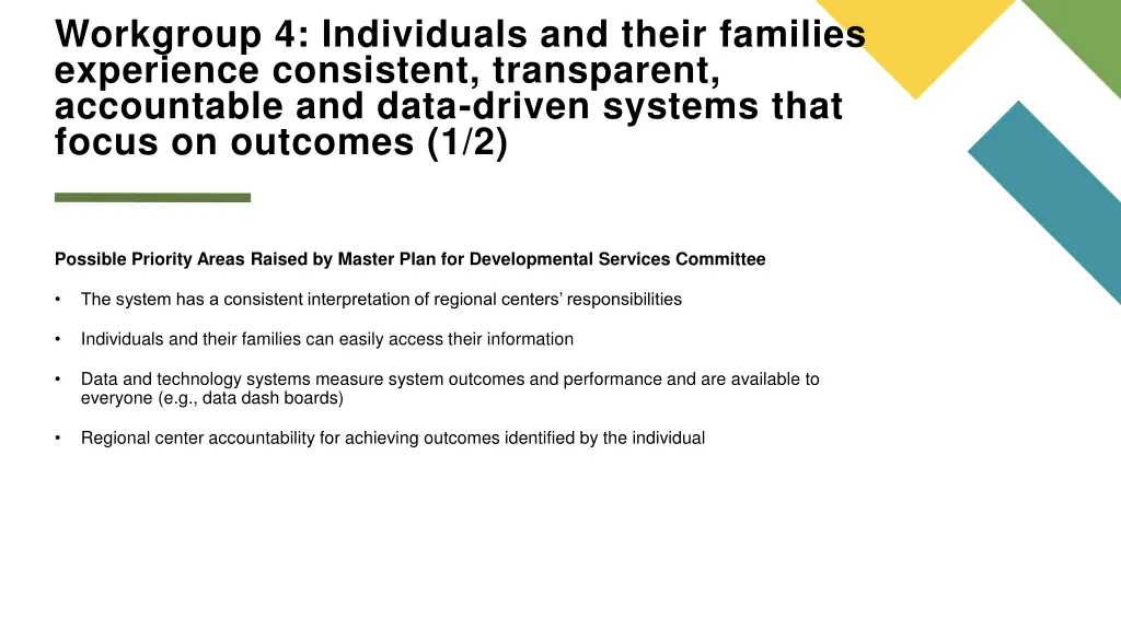 workgroup 4 individuals and their families