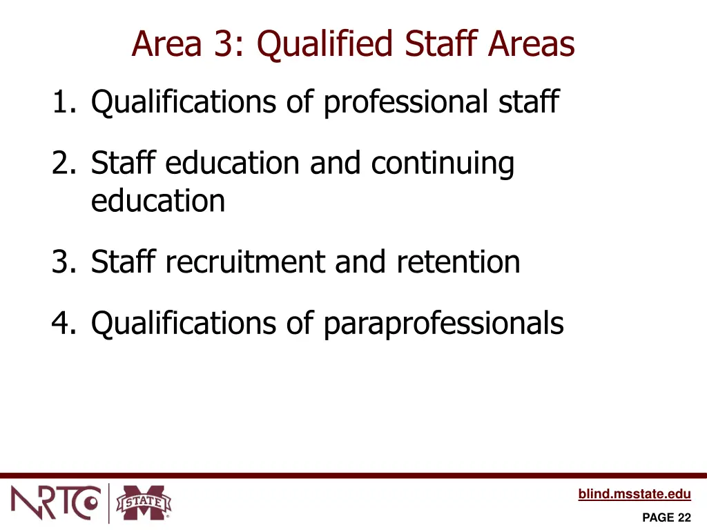 area 3 qualified staff areas