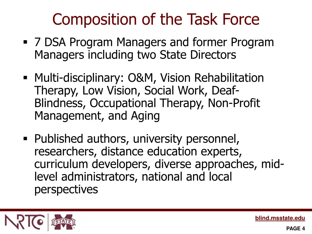 composition of the task force