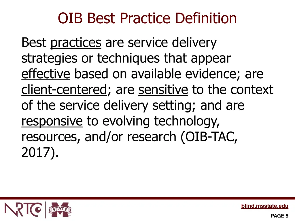 oib best practice definition
