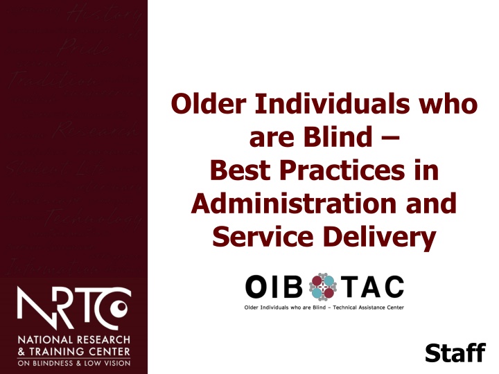 older individuals who are blind best practices