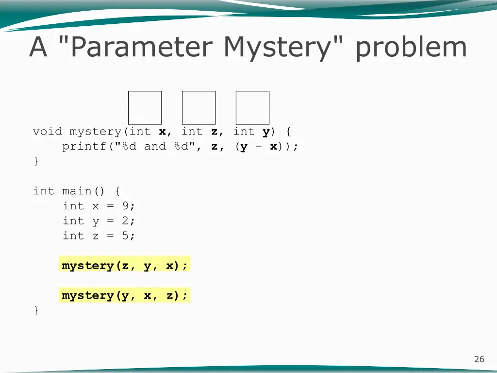 a parameter mystery problem