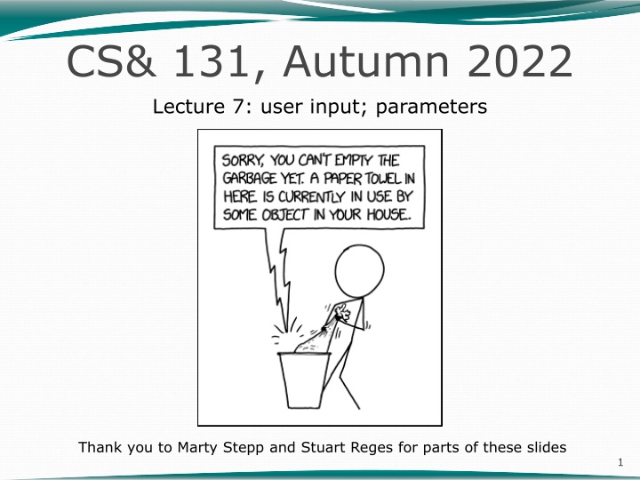 cs 131 autumn 2022 lecture 7 user input parameters