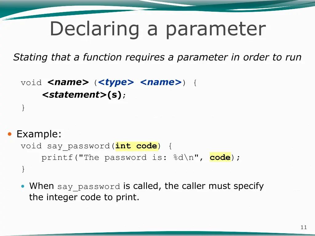 declaring a parameter