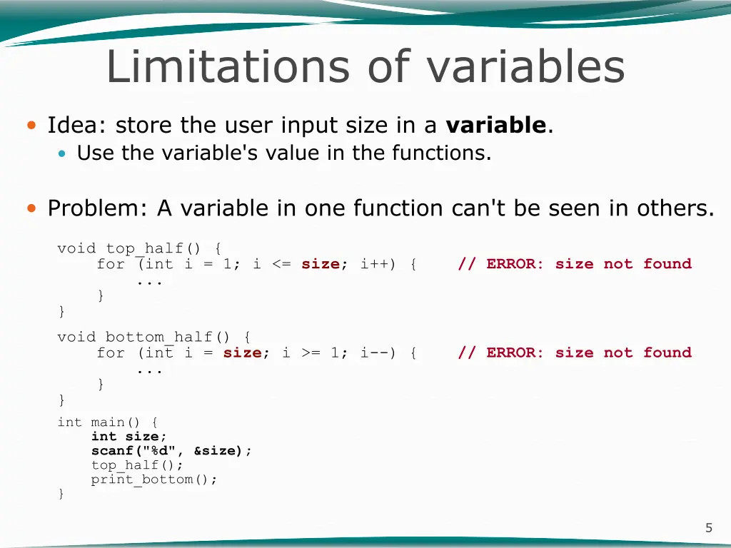 limitations of variables