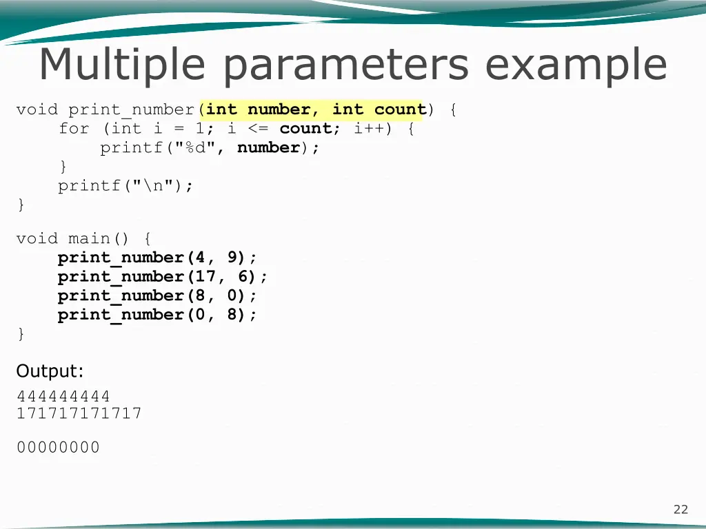 multiple parameters example