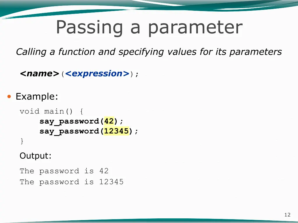 passing a parameter