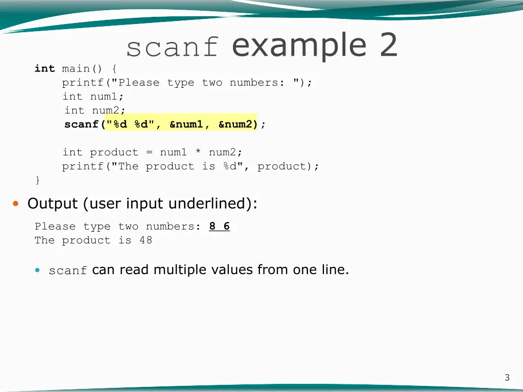 scanf example 2