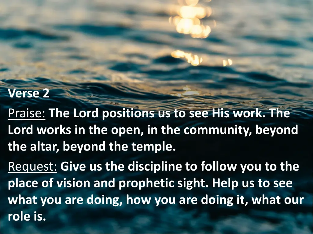 verse 2 praise the lord positions