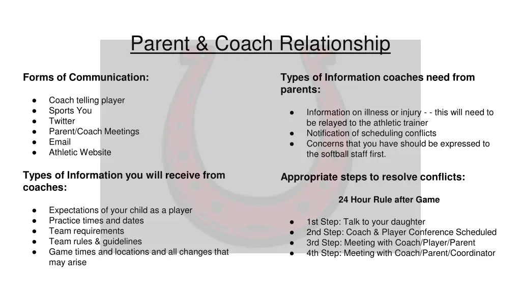 parent coach relationship