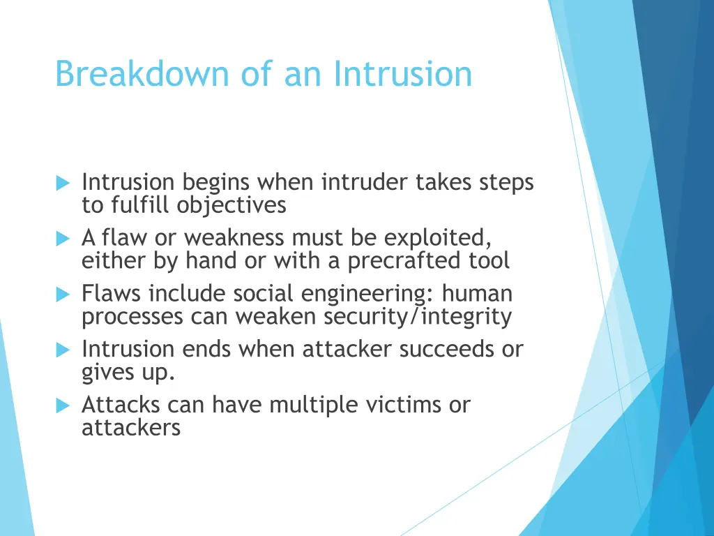 breakdown of an intrusion