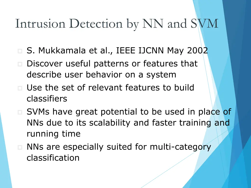intrusion detection by nn and svm