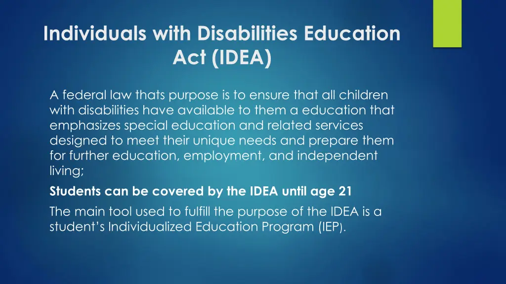 individuals with disabilities education act idea
