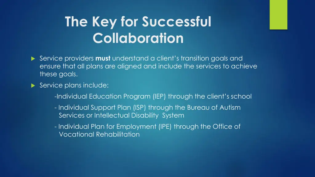 the key for successful collaboration