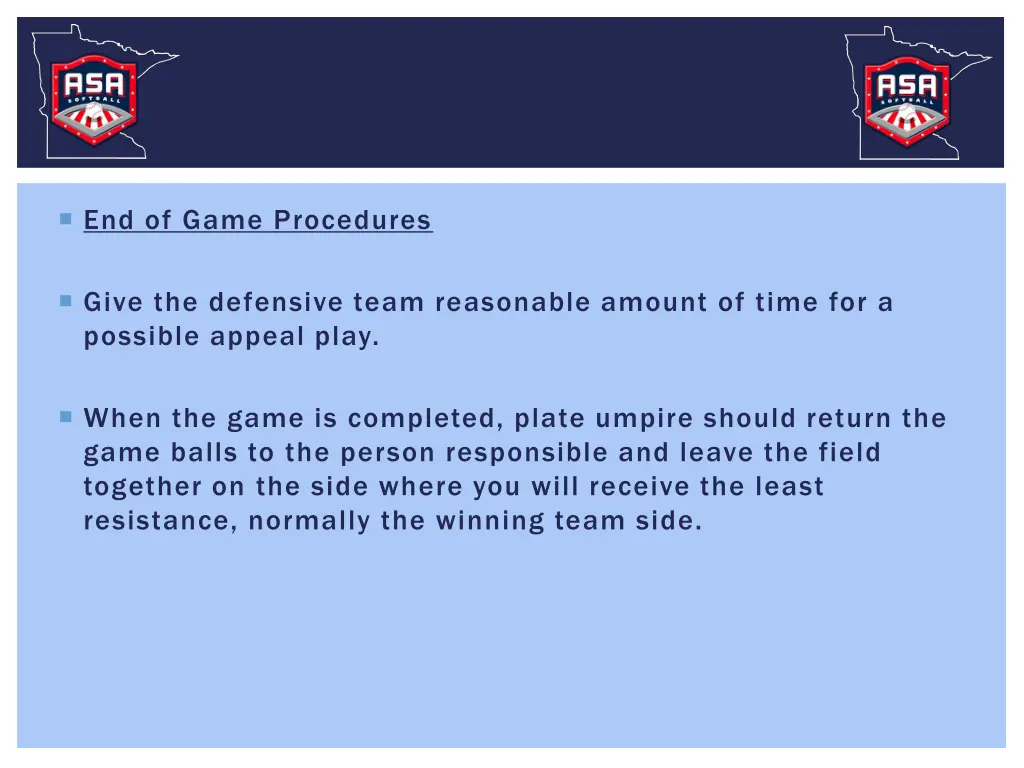end of game procedures