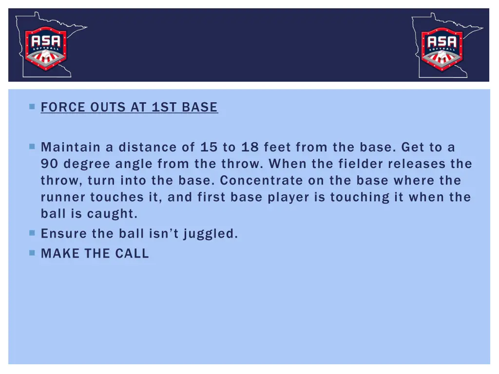 force outs at 1st base
