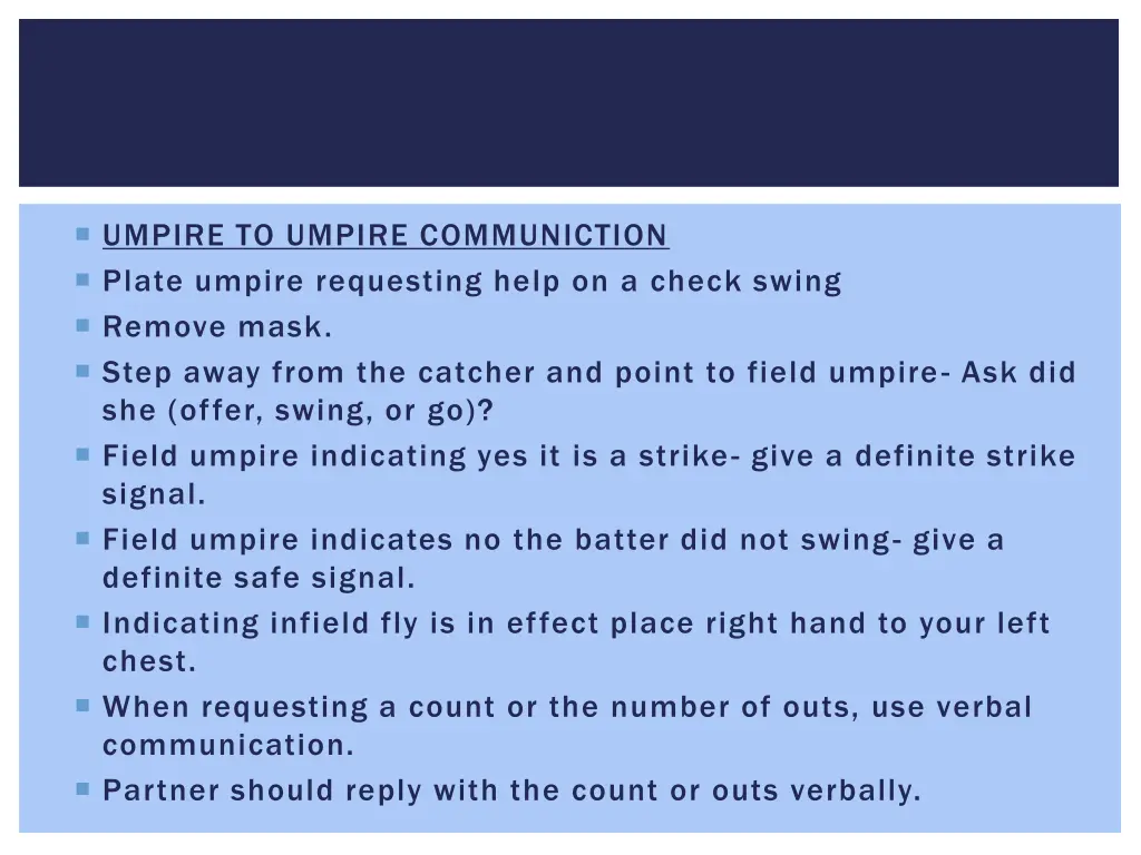 umpire to umpire communiction plate umpire