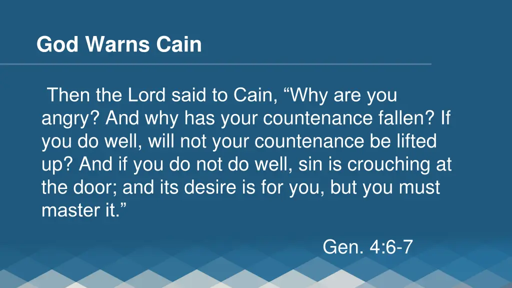 god warns cain
