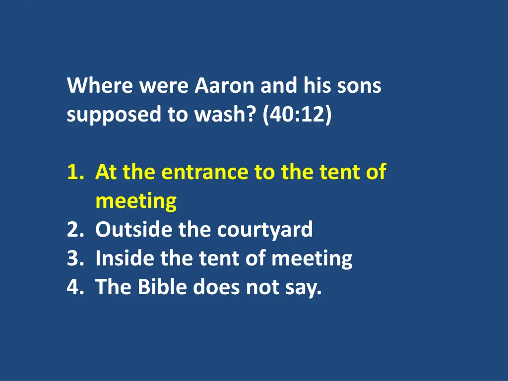 where were aaron and his sons supposed to wash 1