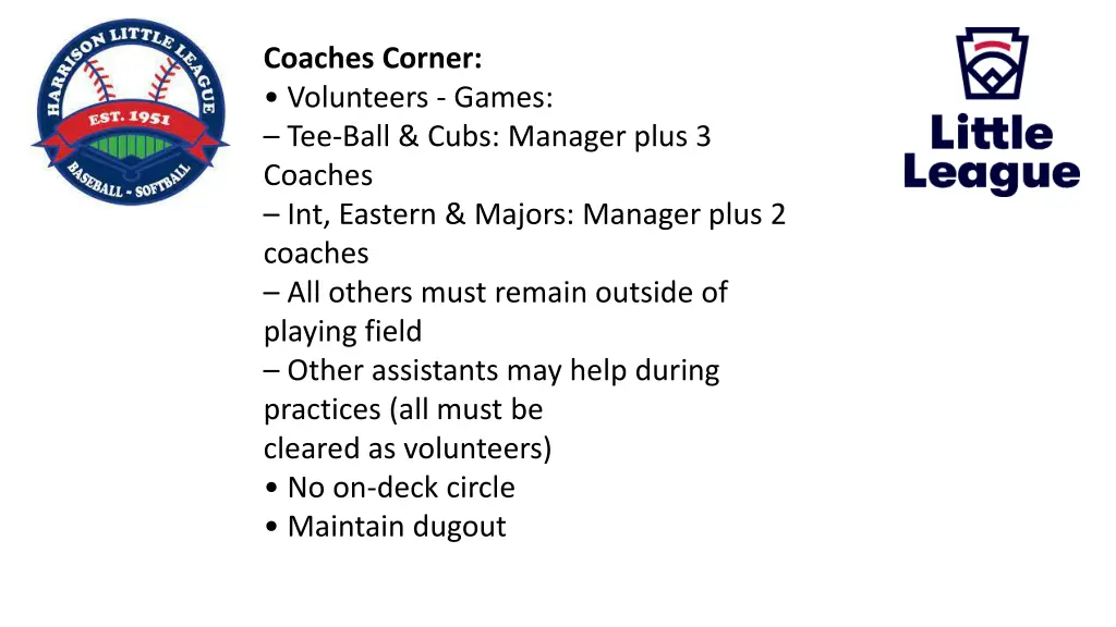 coaches corner volunteers games tee ball cubs