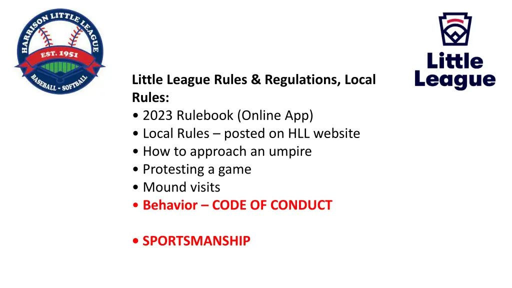 little league rules regulations local rules 2023