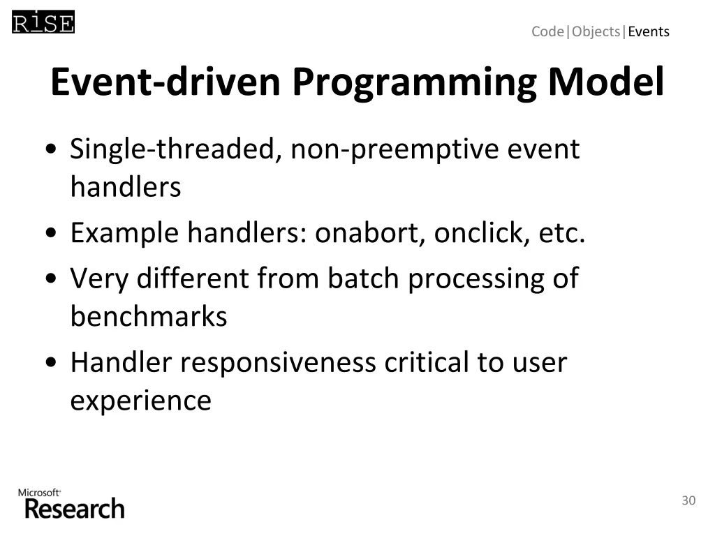code objects events 11