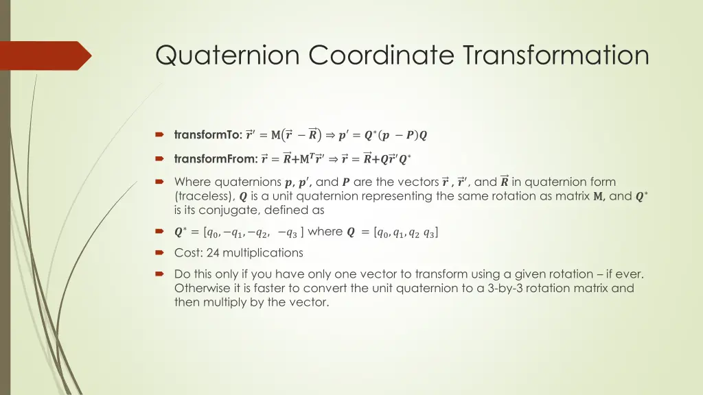 quaternion coordinate transformation