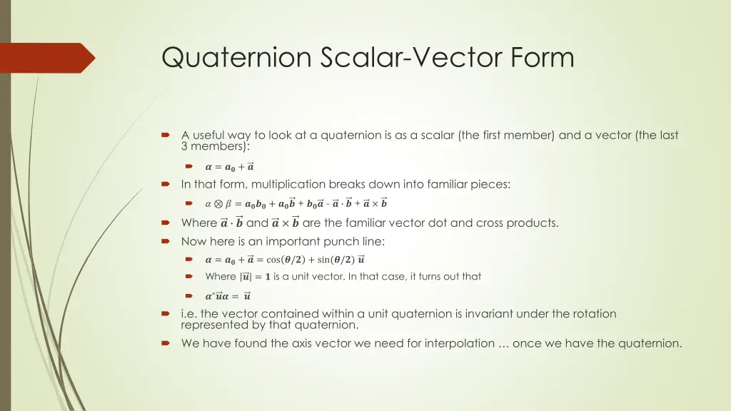 quaternion scalar vector form