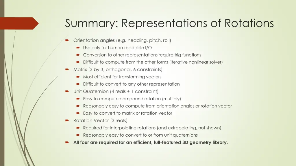 summary representations of rotations