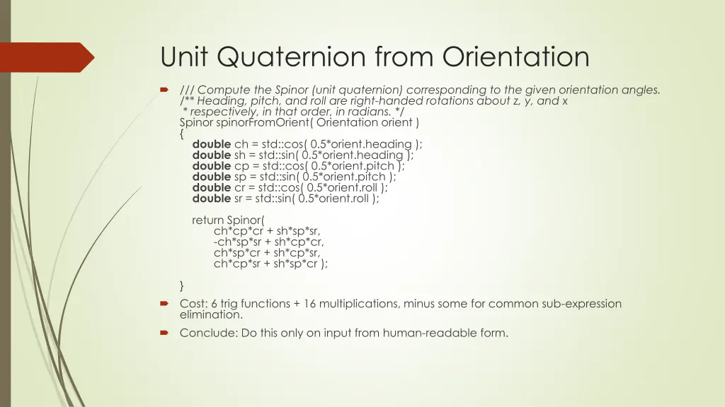 unit quaternion from orientation