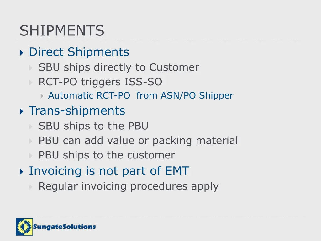 shipments