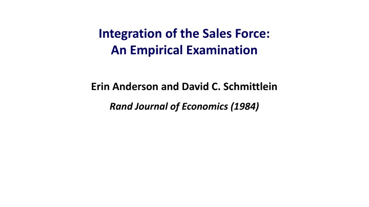 integration of the sales force an empirical