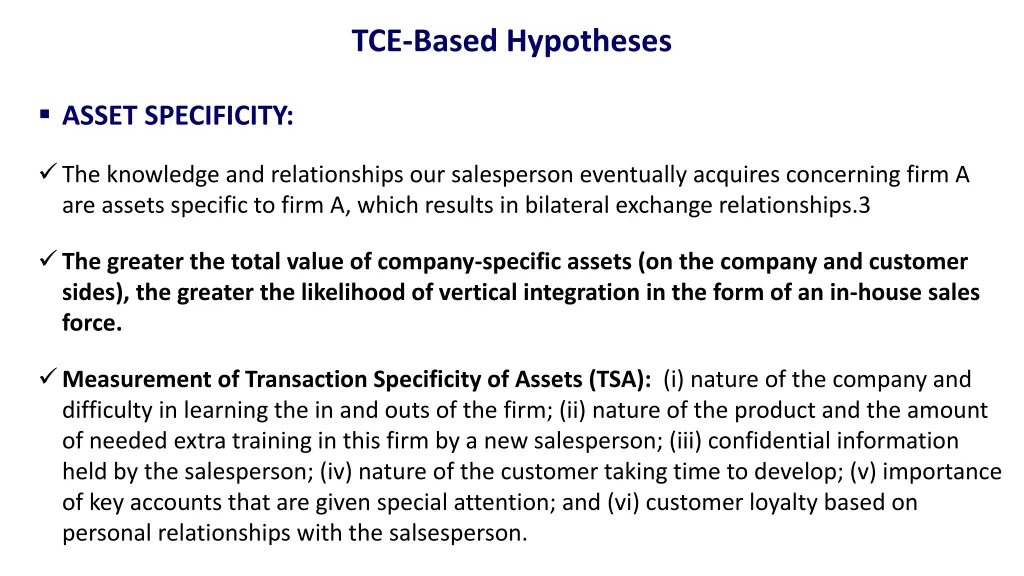 tce based hypotheses