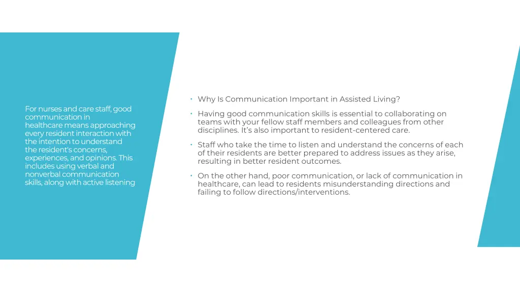 why is communication important in assisted living