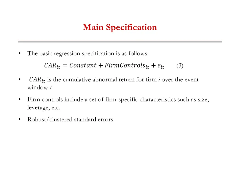 main specification