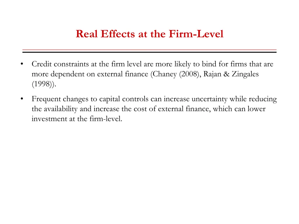 real effects at the firm level