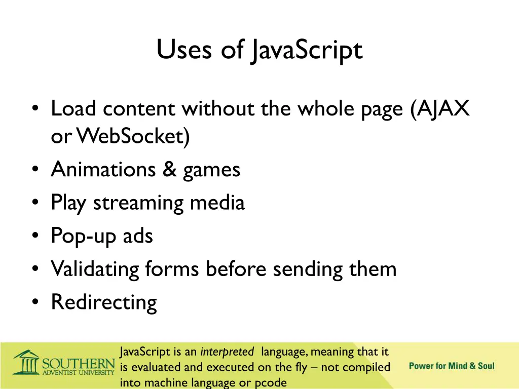 uses of javascript