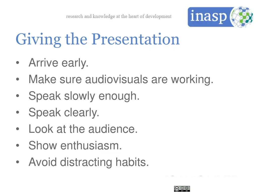 giving the presentation