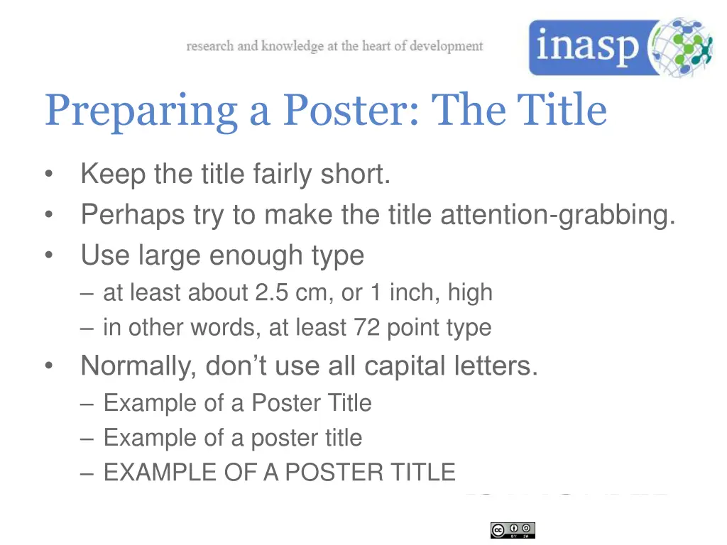 preparing a poster the title