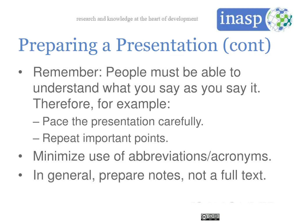 preparing a presentation cont