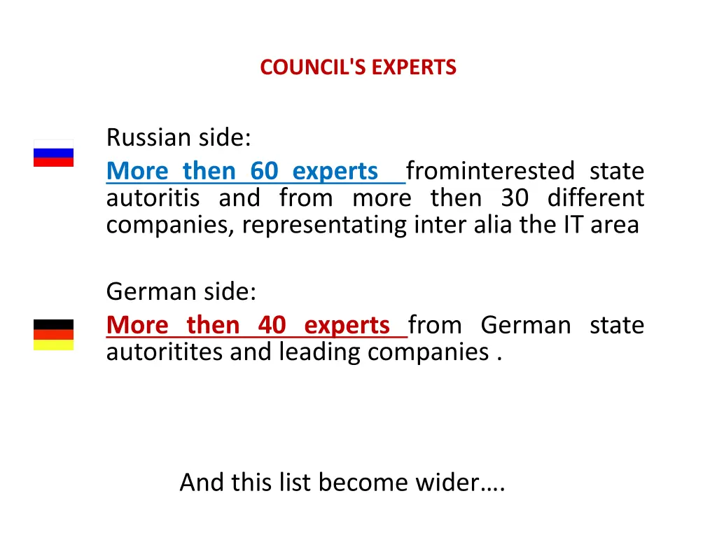 council s experts