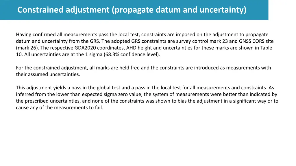 constrained adjustment propagate datum